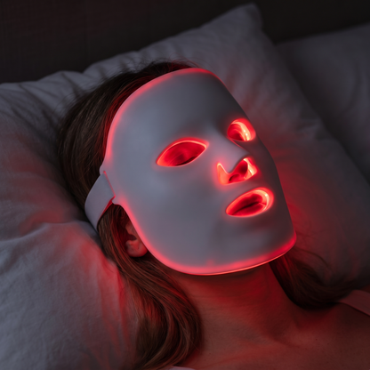 Lying back during a Lumia mask session