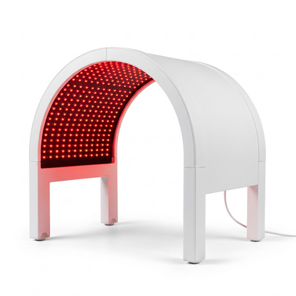 PrimaBeam Halo Arc overhead red light therapy dome on a white background